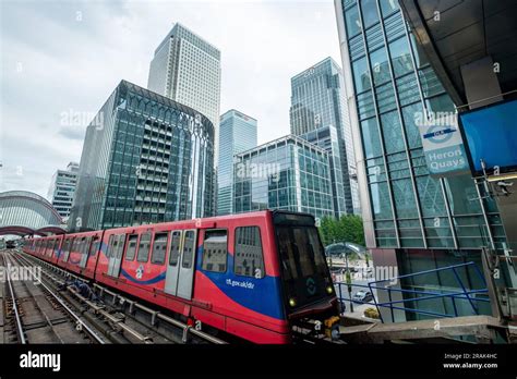 London June View Of Canary Wharf Towers From Heron Quays Dlr