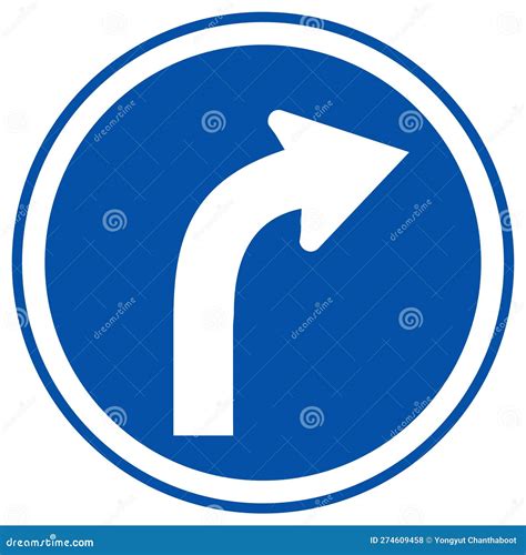 Curved Right Traffic Road Sign Vector Illustration Isolate On White Backgroundsymbols Label