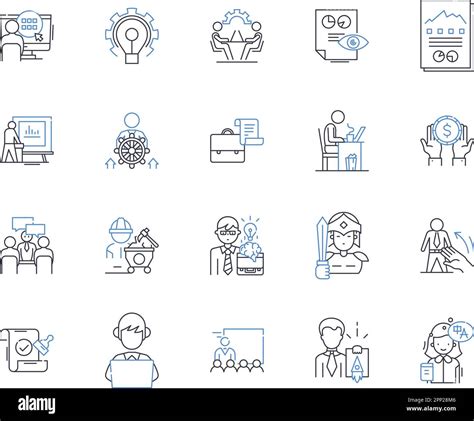 Business Performance Line Icons Collection Growth Profit Efficiency