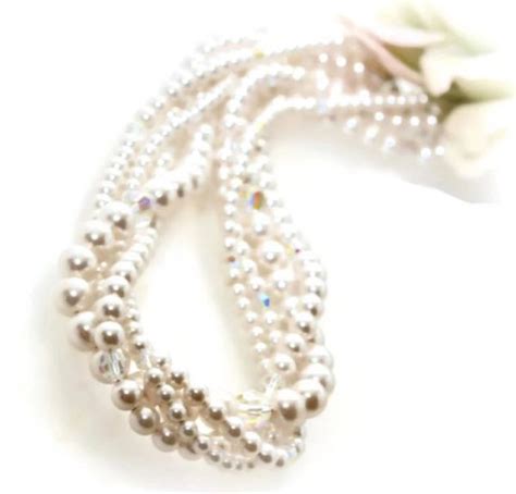 Multi Strand Pearl Necklace Pearl Wedding Necklace Wedding Jewelry