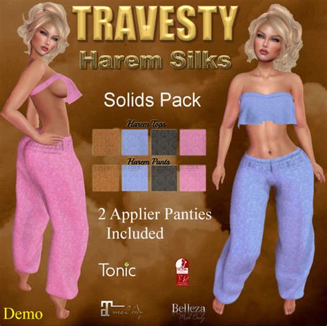 Second Life Marketplace Travesty Harem Silk Outfit Solid