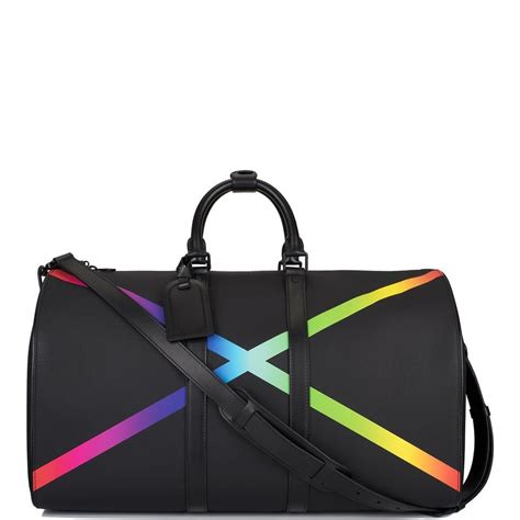 Louis Vuitton Keepall Rainbow Bandouliere 50 Black Taïga Leather Week Louis Vuitton Duffle