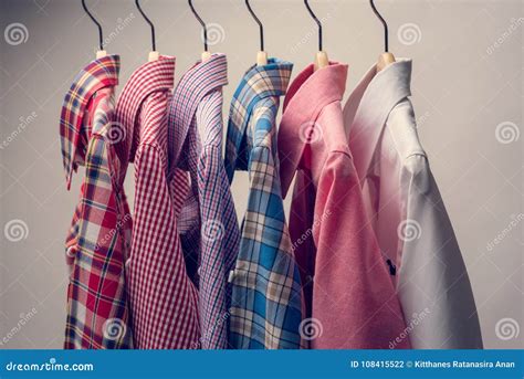 Stack Of Various Plaid Men S Shirts Stock Photo Image Of Linen Green