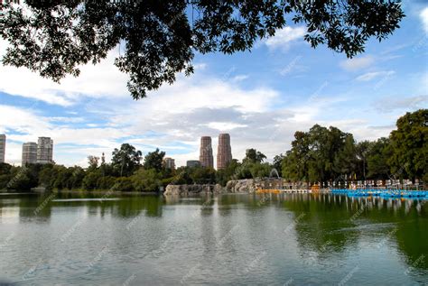 Premium Photo | Chapultepec lake in mexico city chapultepec lake panoramic view with blue sky ...