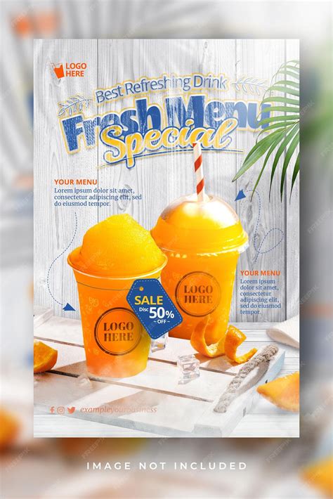 Premium Psd Fresh Drink Menu Special Summer Drink Orange Juice Social