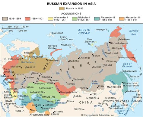 Map of The Russian Empire From 1533 To Early Nineteeth Century ...