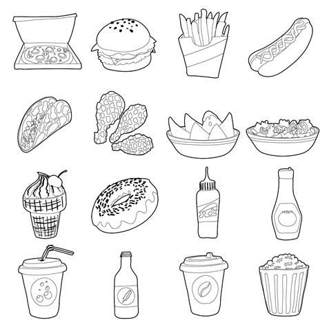 Fast Food Icons Set Outline Style Food Icons Style Icons Fast Icons