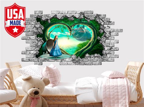 Wonderland Wall Decal Alice In Wonderland Print For Girl Etsy