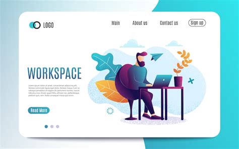 premium vector  man  work working   laptop flat colorful