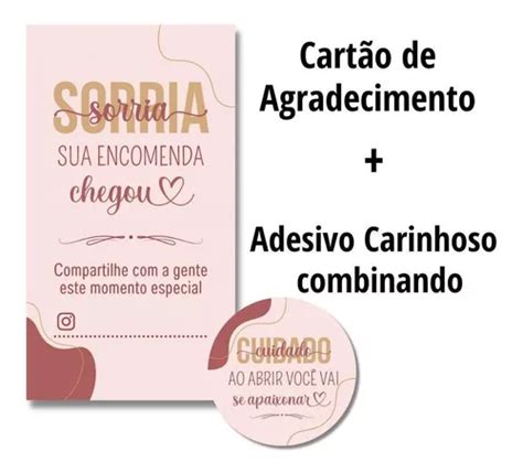 100 Cartão De Agradecimento 100 Adesivo Kit Empreendedor