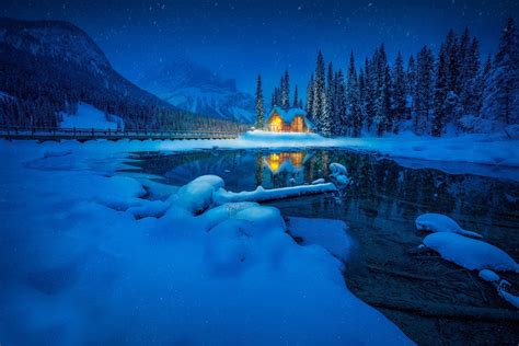 Snow House Canadian Rockies Lake Winter Emerald Lake P