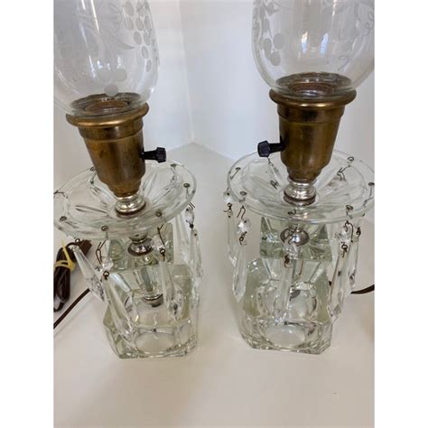 Vintage Crystal Prism Hurricane Electric Lamps A Pair Chairish