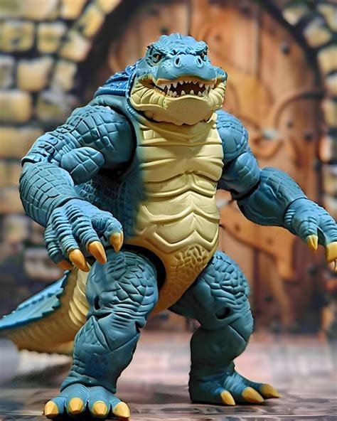 Blue Crocodile Action Figure Premium Ai Generated Image