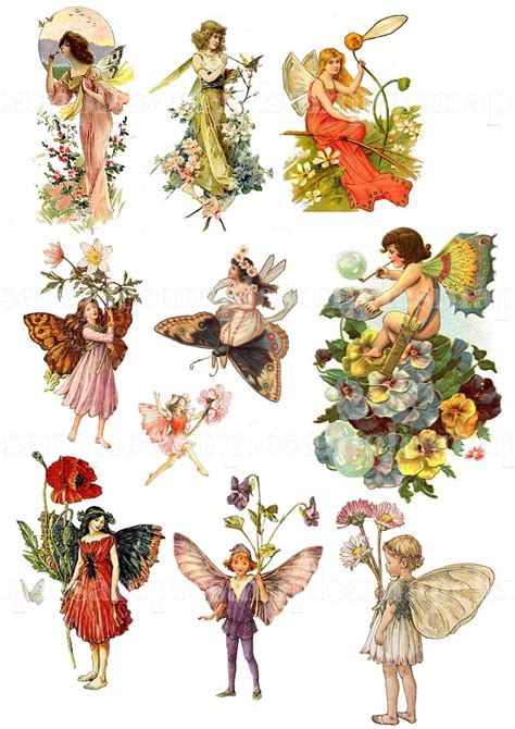 Digital Collage Sheet Fairy Butterflies Wing Jpeg Instant Download