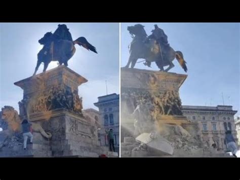 Ultima Generazione Imbratta Il Cavallo Di Piazza Duomo A Milano Youtube