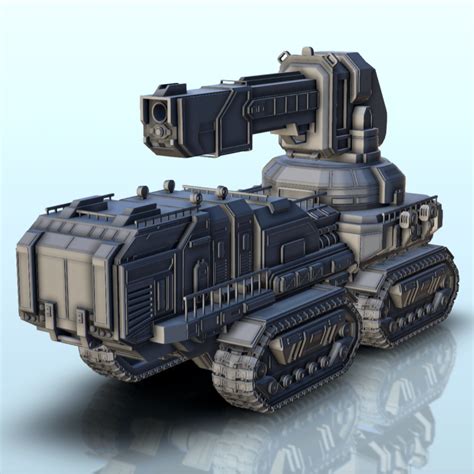 Hartolia Miniatures Sci Fi Truck With Tracks And Laser Turret 13