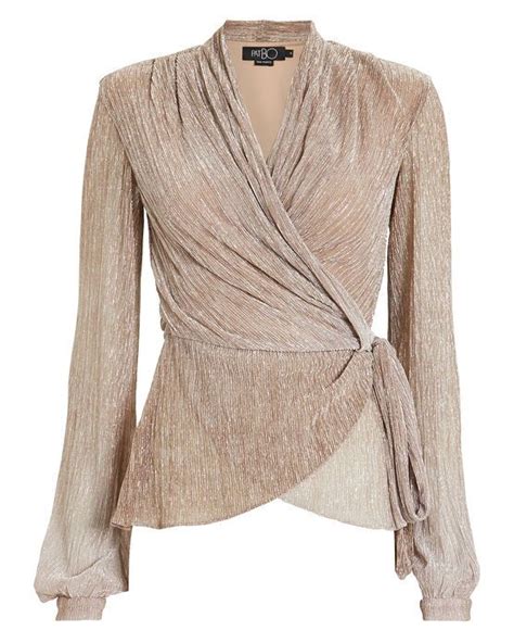 Patbo Ombré Lurex Wrap Top In Gold ModeSens Fashion clothes women