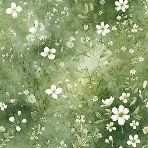 Premium Photo Seamless Watercolor Green Floral With Some Shadows Effects