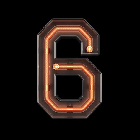 Premium Photo | Neon light number 6