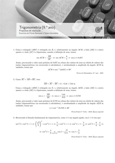 Solution Trignometria Exercicios E Resolu Ao Studypool