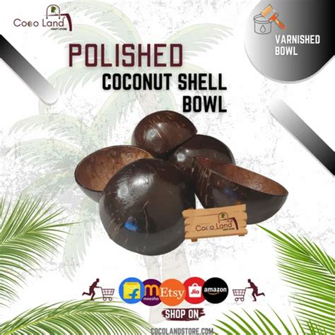 Coco Land Polished Coconut Shell Bowl XS S M L Size 50 100 150 250 Ml