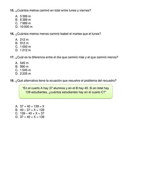 Evaluación Segundo Semestre De Matemática 4° Año Básico Profesocial