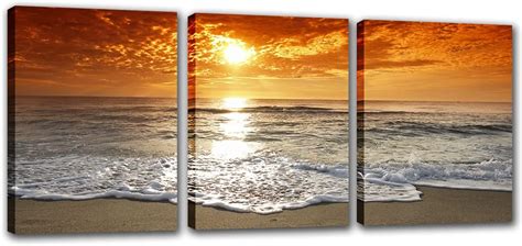 Wieco Art Seaview Modern 4 Piece Stretched And Framed Seascape Giclee