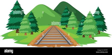 A train track in nature illustration Stock Vector Image & Art - Alamy