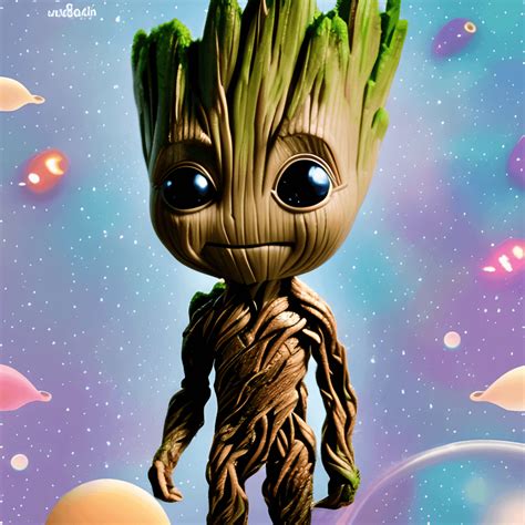 Whimsical Ultra Cute Baby Groot In Spaceship · Creative Fabrica