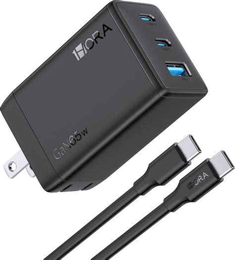 1 Hora 65w Cargador Tipo C Gan De 3 Puertos Con Cable Usb C 65w 2m