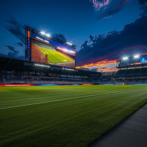 Premium Photo | Football stadium at night An imaginary stadium is ...