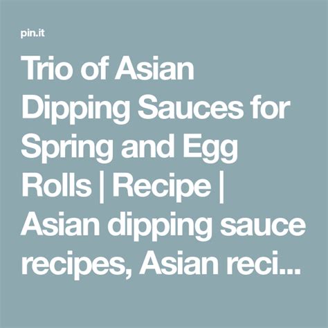 Trio Of Asian Dipping Sauces For Spring And Egg Rolls