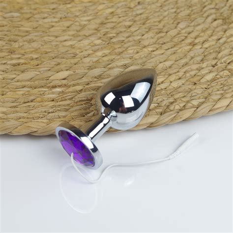 Large Jeweled Butt Plug Electric Shock Anal Vaginal Plug E Stim Device Parts Prostate Massage