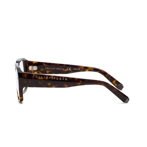 Philipp Plein Vpp081 Hexagon 0722 Glossy Dark Havana Eyeglasses Man