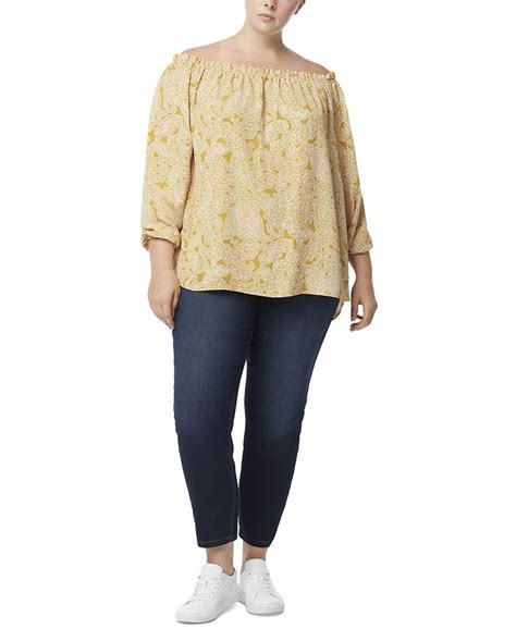 Jones New York Plus Size Printed Off The Shoulder Top Macys