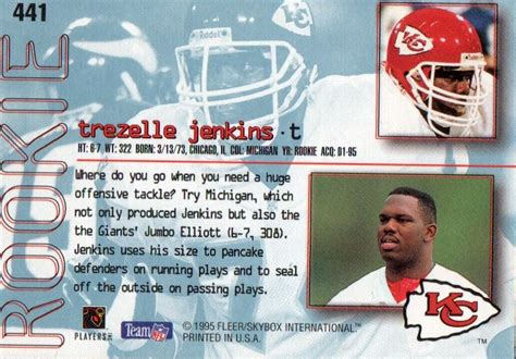 1995 Fleer Ultra Extra Football Card 441 Trezelle Jenkins Rookie Rc Ebay