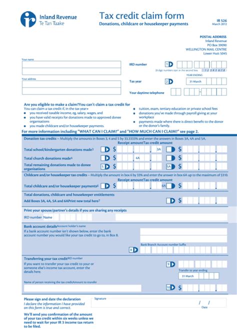 Fillable Form Ir526 Tax Credit Claim Form Printable Pdf Download