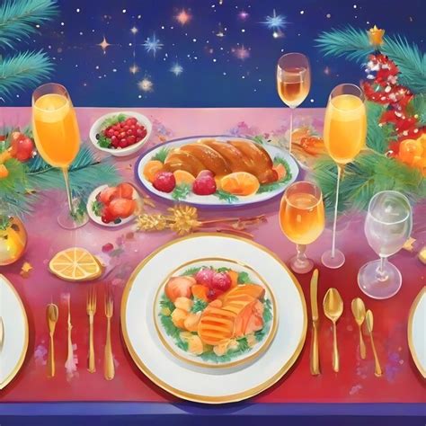 Premium Photo Happy New Year Eve Table Dinner Illustration Image Ai