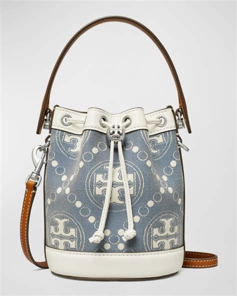 Tory Burch Mini T Monogram Denim Bucket Bag Neiman Marcus