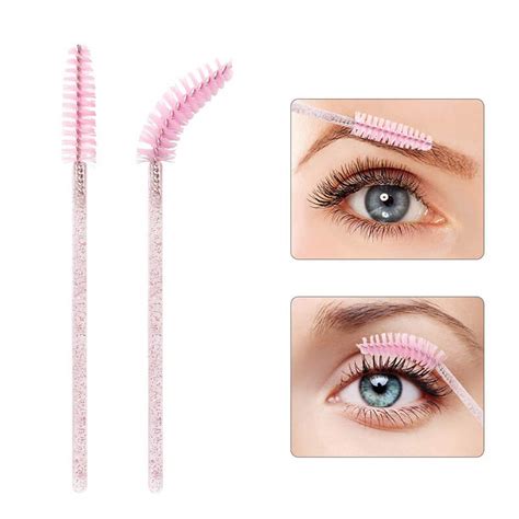 Pink Glitter Eyelash Extension Brushes 50 Pcs