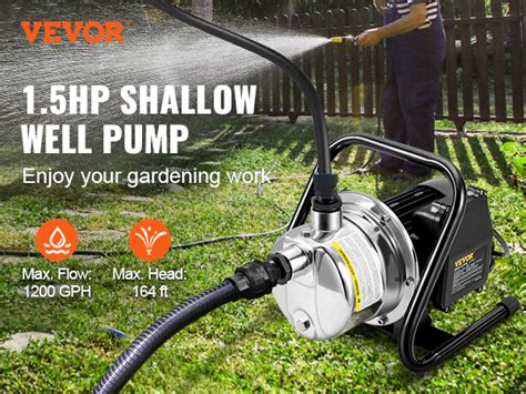 VEVOR Shallow Well Pump 1 5 HP 115V 1200 GPH 164 Ft Height 87 Psi