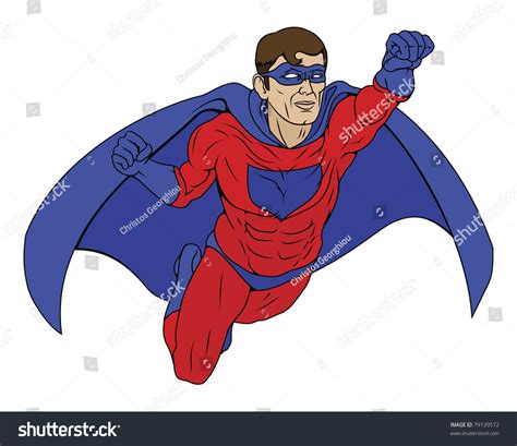 Illustration Super Hero Dressed Red Blue Stock Vector