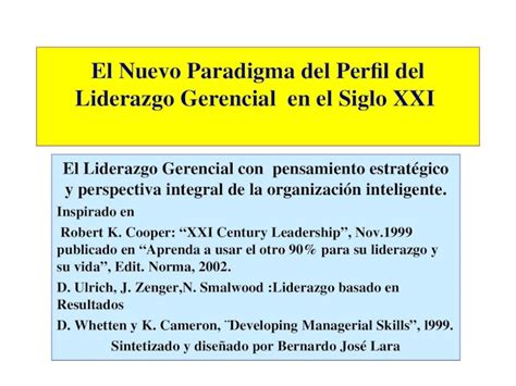 Ppt El Nuevo Paradigma Del Perfil Del Liderazgo Gerencial En El Siglo