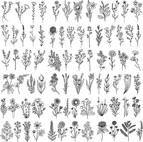 Kotbs Sheets Tiny Fake Tattoos Temporary Tattoos Wild Flower Floral