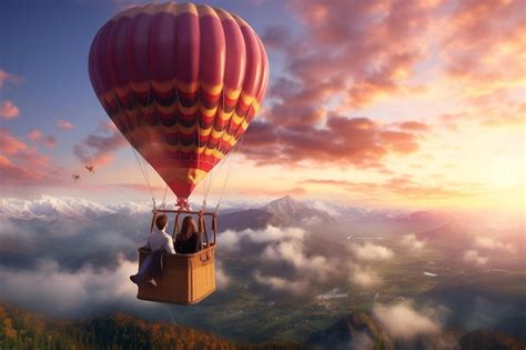 Premium Photo Couples Enjoying A Scenic Hot Air Balloon Ride Ove