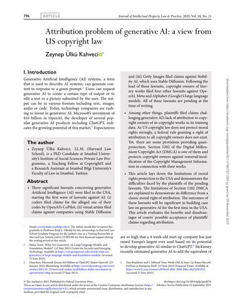 Pdf Attribution Problem Of Generative Ai A View From Us Copyright Law