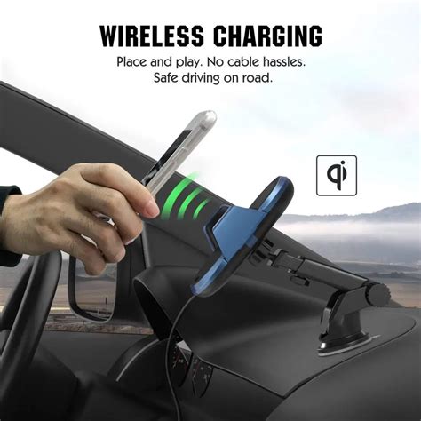 Wireless Car Charger Automatic Qi Wireless Dashboard Car Mount Wireless ...