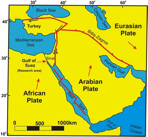 A Simplified Map Showing The Gulf Of Suez Region Around The Plate