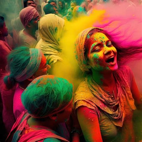 Premium Photo Festival Of Indian People Culture With Vibrant Colorful Powder