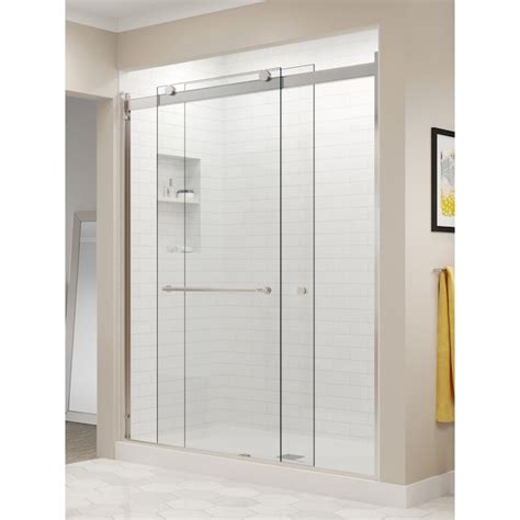 Basco Rotolo 44 In To 48 In W X 76 In H Semi Frameless Sliding Brushed Nickel Alcove Shower Door